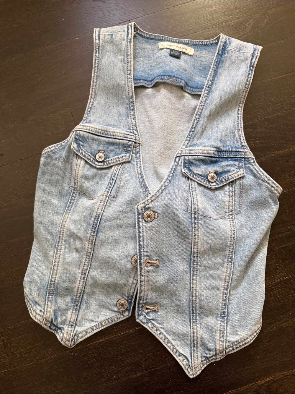 American Eagle Outfitters Light Wash Denim Vest